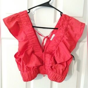 Japna Red Ruffle Crop Top